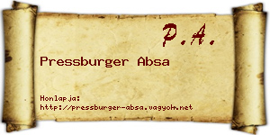 Pressburger Absa névjegykártya